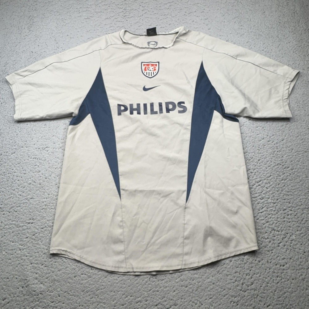 Nike Men’s White and Navy Soccer Jersey with PHILIPS Logo
